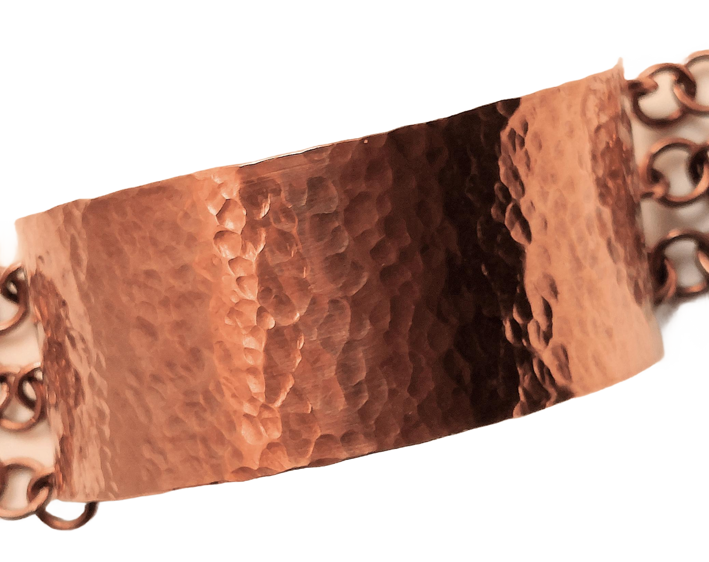 Hammered Copper Half-cuff and Chain Bracelet