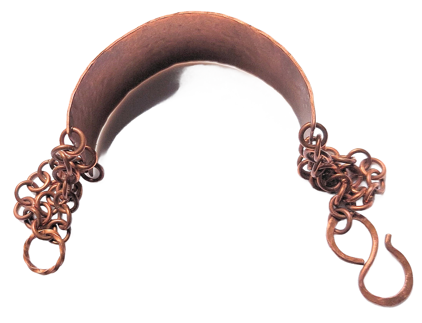 Hammered Copper Half-cuff and Chain Bracelet