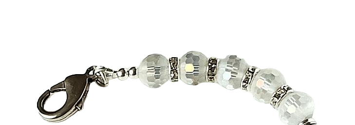 Czech Glass Silver Druk Beads, Faceted Frosted Glass Beads, Rhinestones & Pave Focal Convertible Choker Necklace/Wrap Bracelet