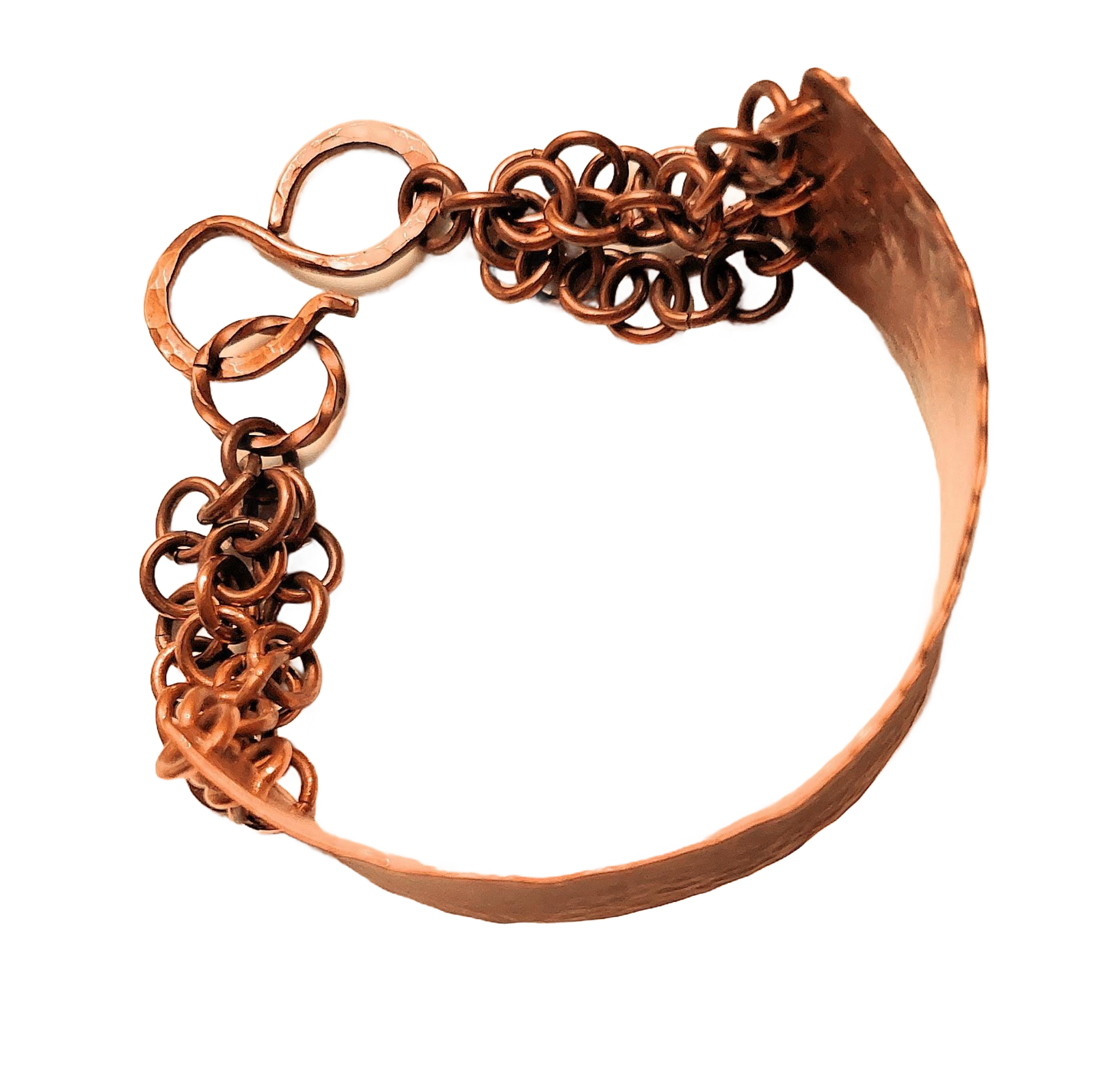 Hammered Copper Half-cuff and Chain Bracelet