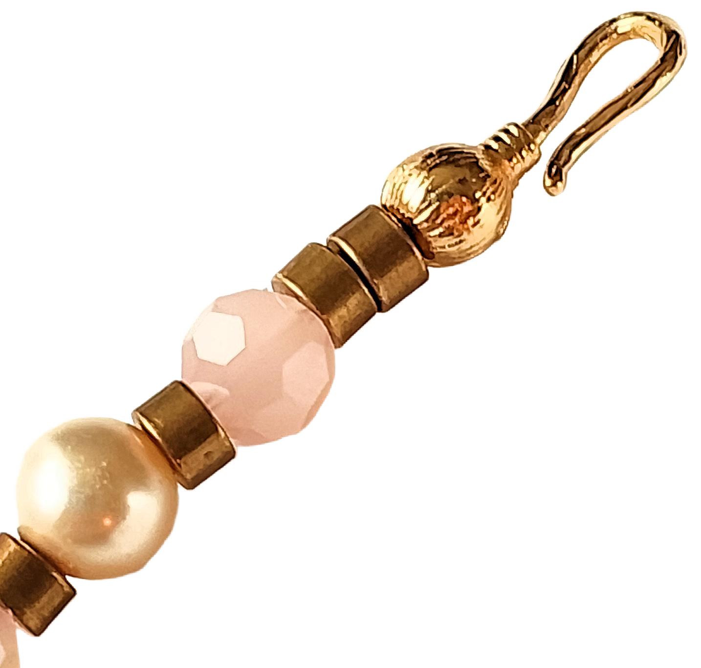 Peach Opal AB Crystal Bead & Swarovski Cream-Rose Crystal Pearl Choker