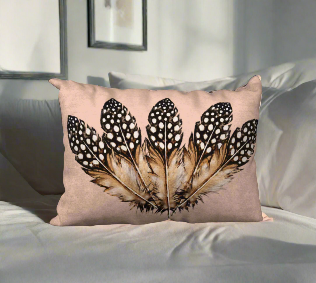 Five Spotted Feathers 20" x 14" Decorative Velveteen Pillow Cover