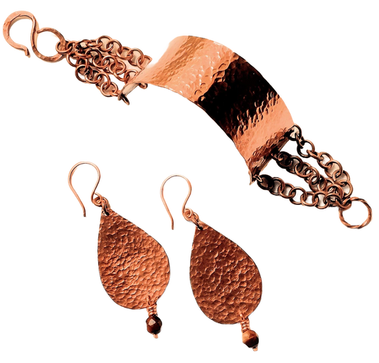 Hammered Copper Teardrop Earrings