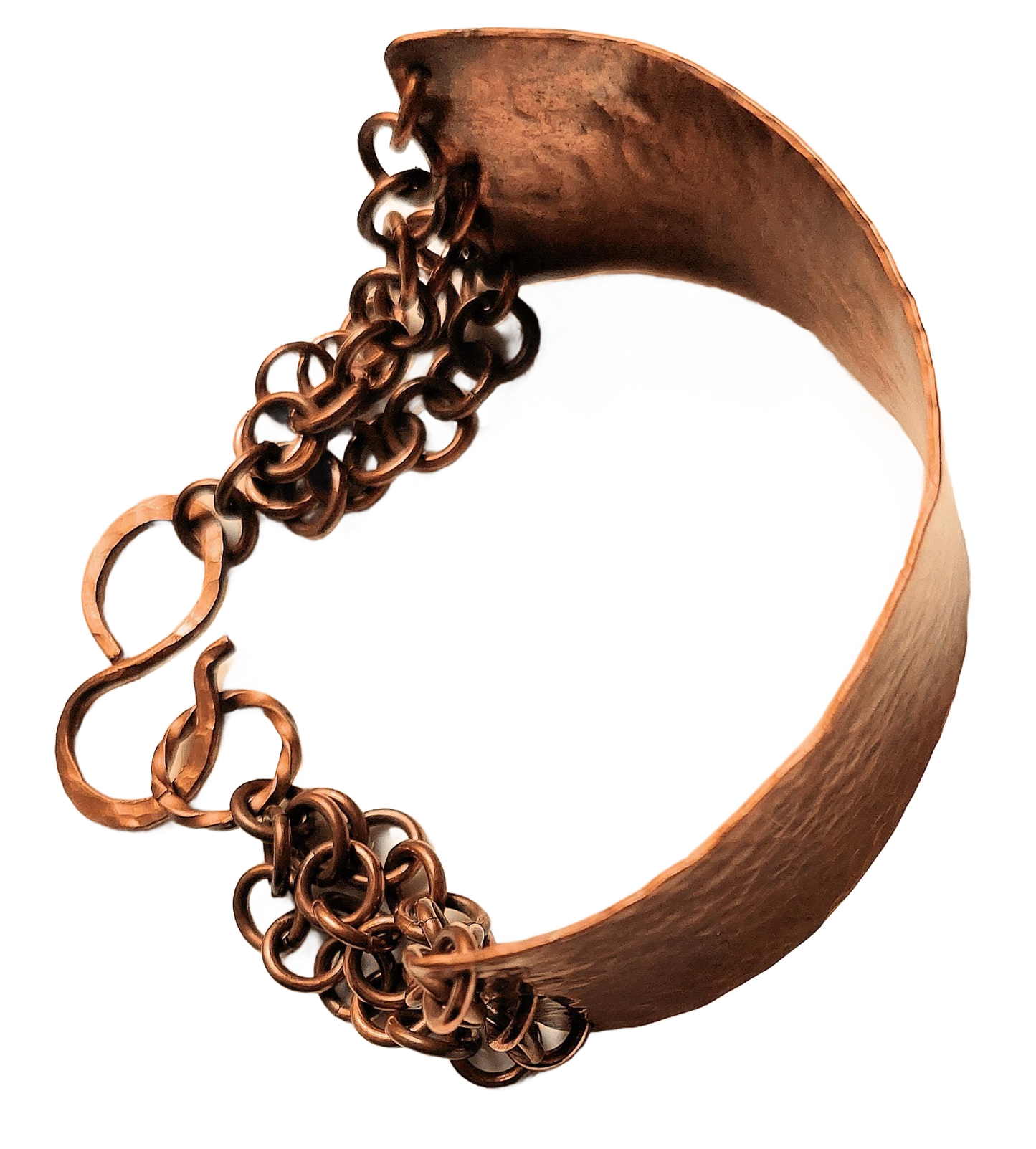Hammered Copper Half-cuff and Chain Bracelet