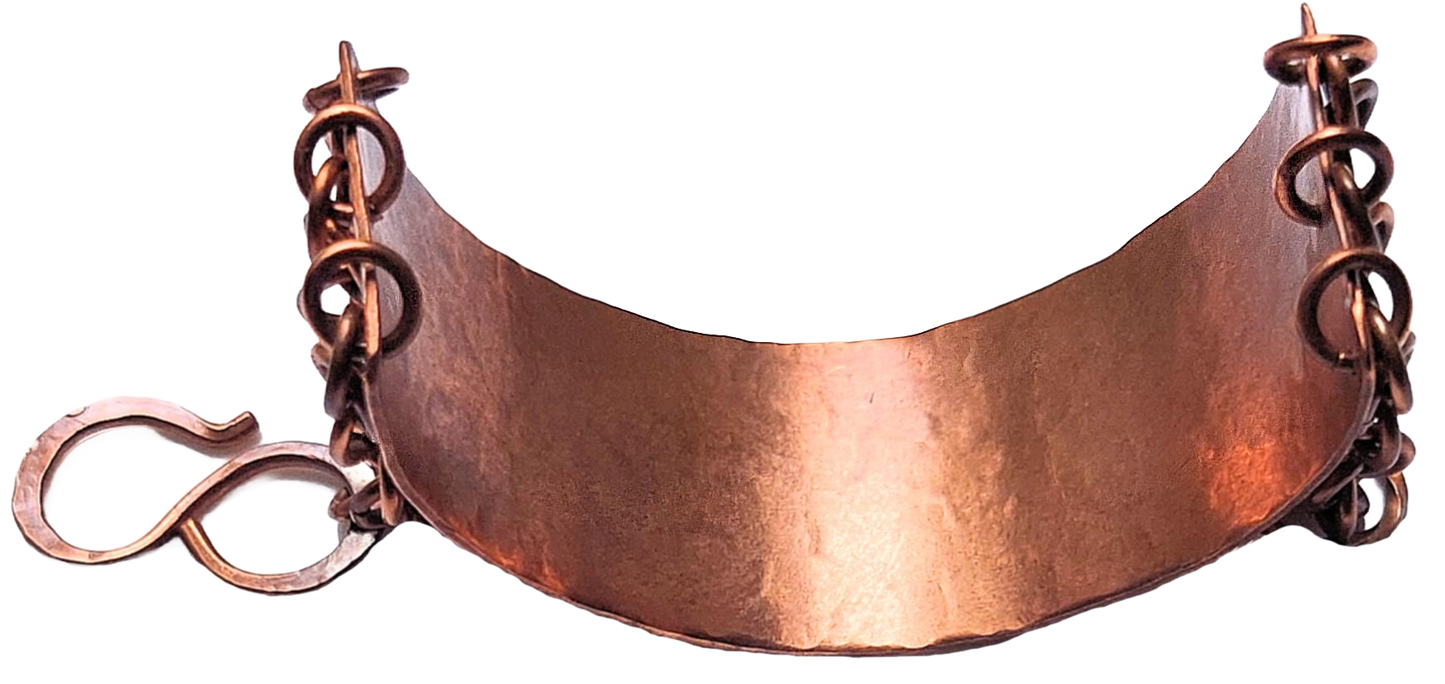 Hammered Copper Half-cuff and Chain Bracelet