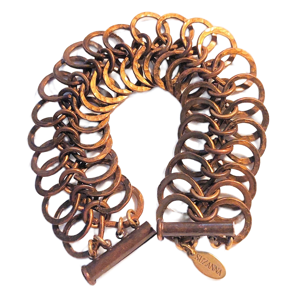 Vintage Bronze Faux 4-1 European Chain Maille Bracelet OOAK