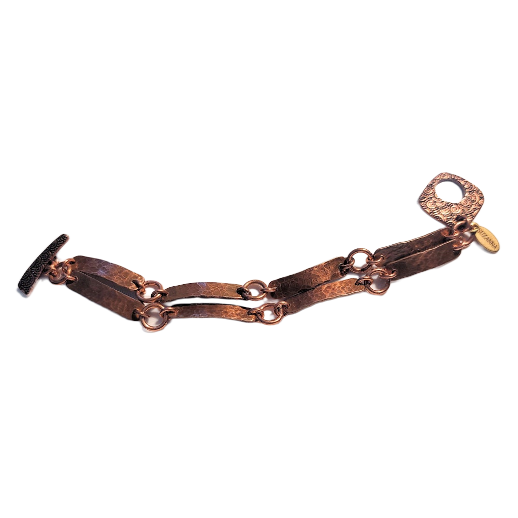 Hammered Eight Copper Bars Bracelet OOAK