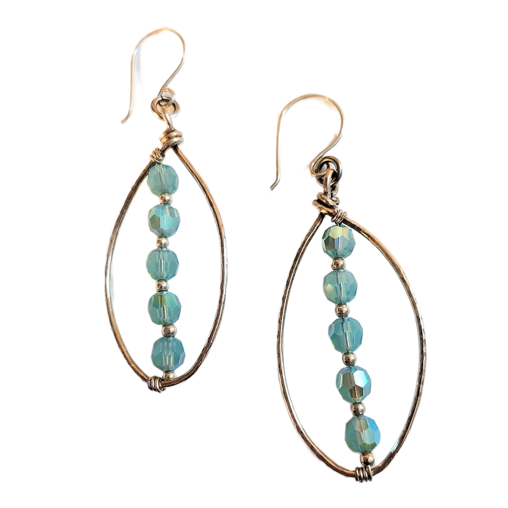Swarovski Pacific Opal Crystals and Silver Fill Hoop Earrings OOAK