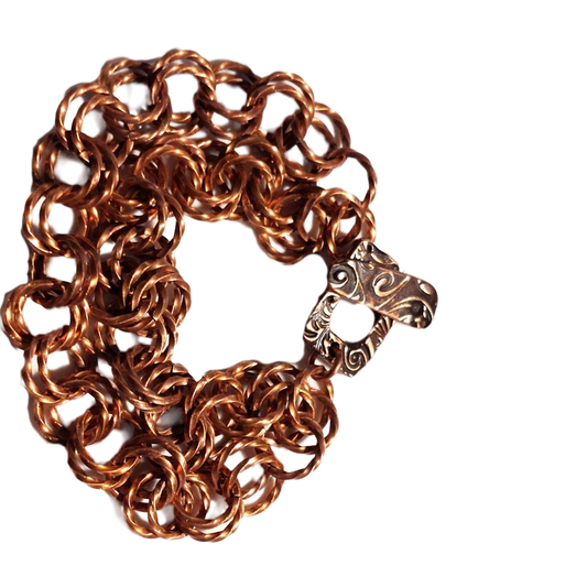 Twisted Copper Rings Double 2-2 Chain Bracelet