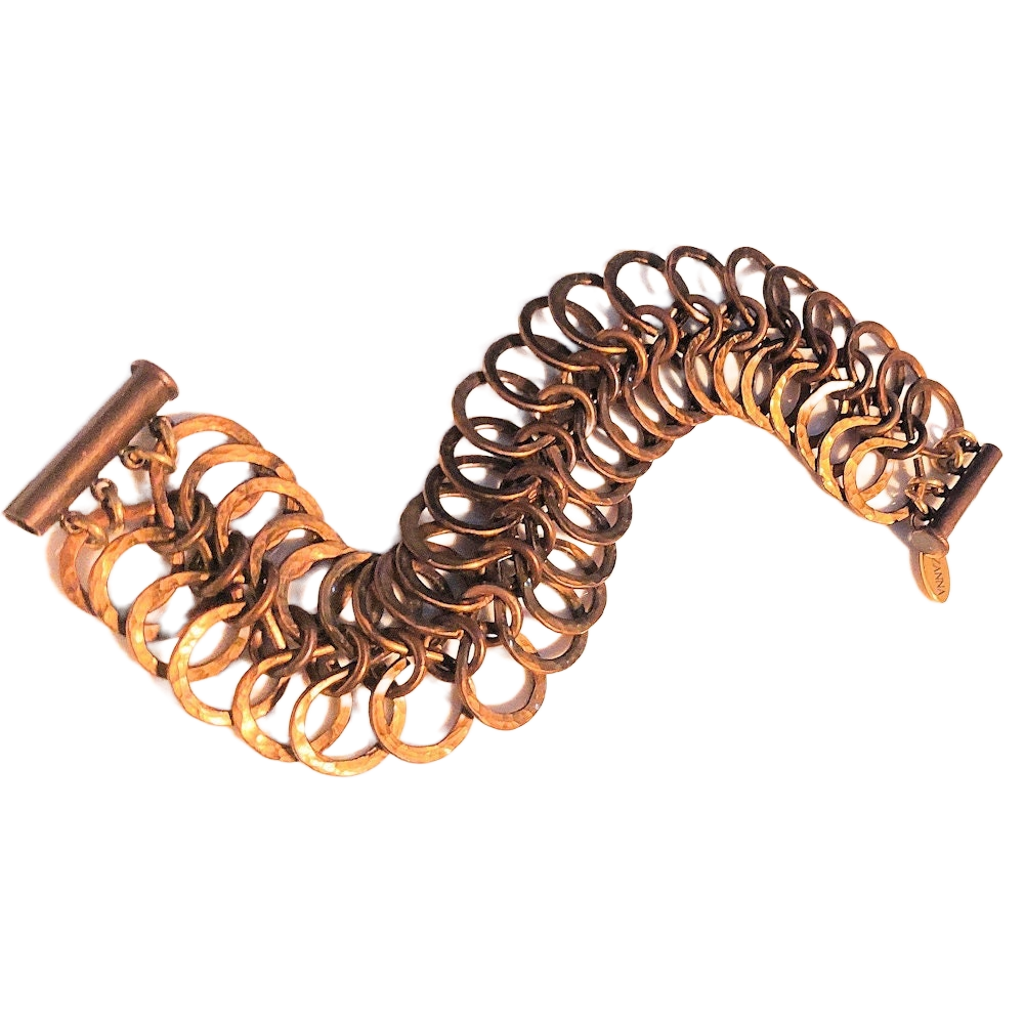 Vintage Bronze Faux 4-1 European Chain Maille Bracelet OOAK