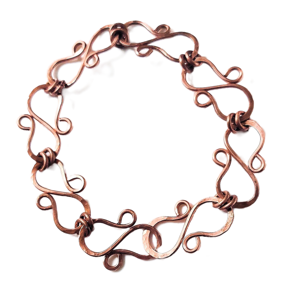 Hammered Copper S Link Bracelet OOAK