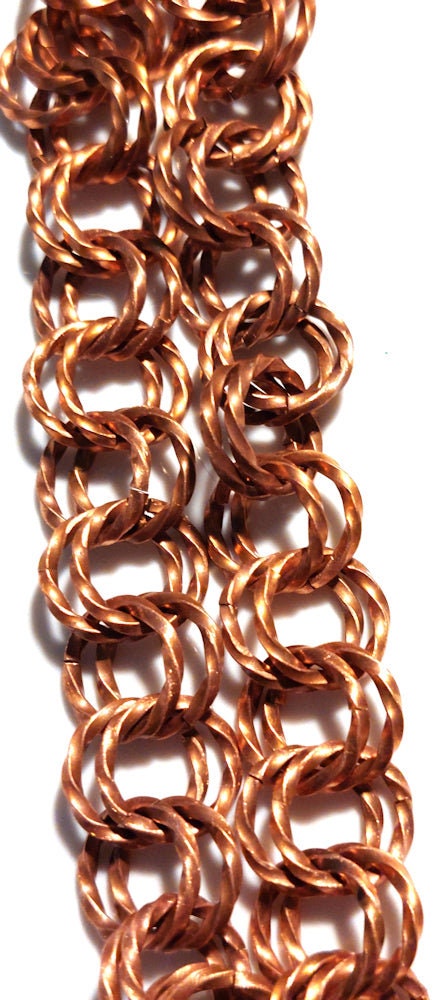 Twisted Copper Rings Double 2-2 Chain Bracelet