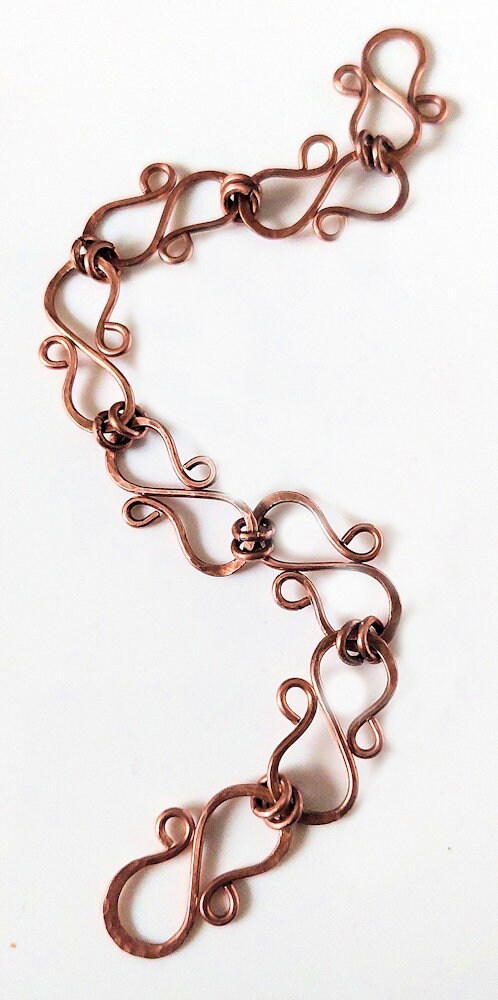 Hammered Copper S Link Bracelet OOAK