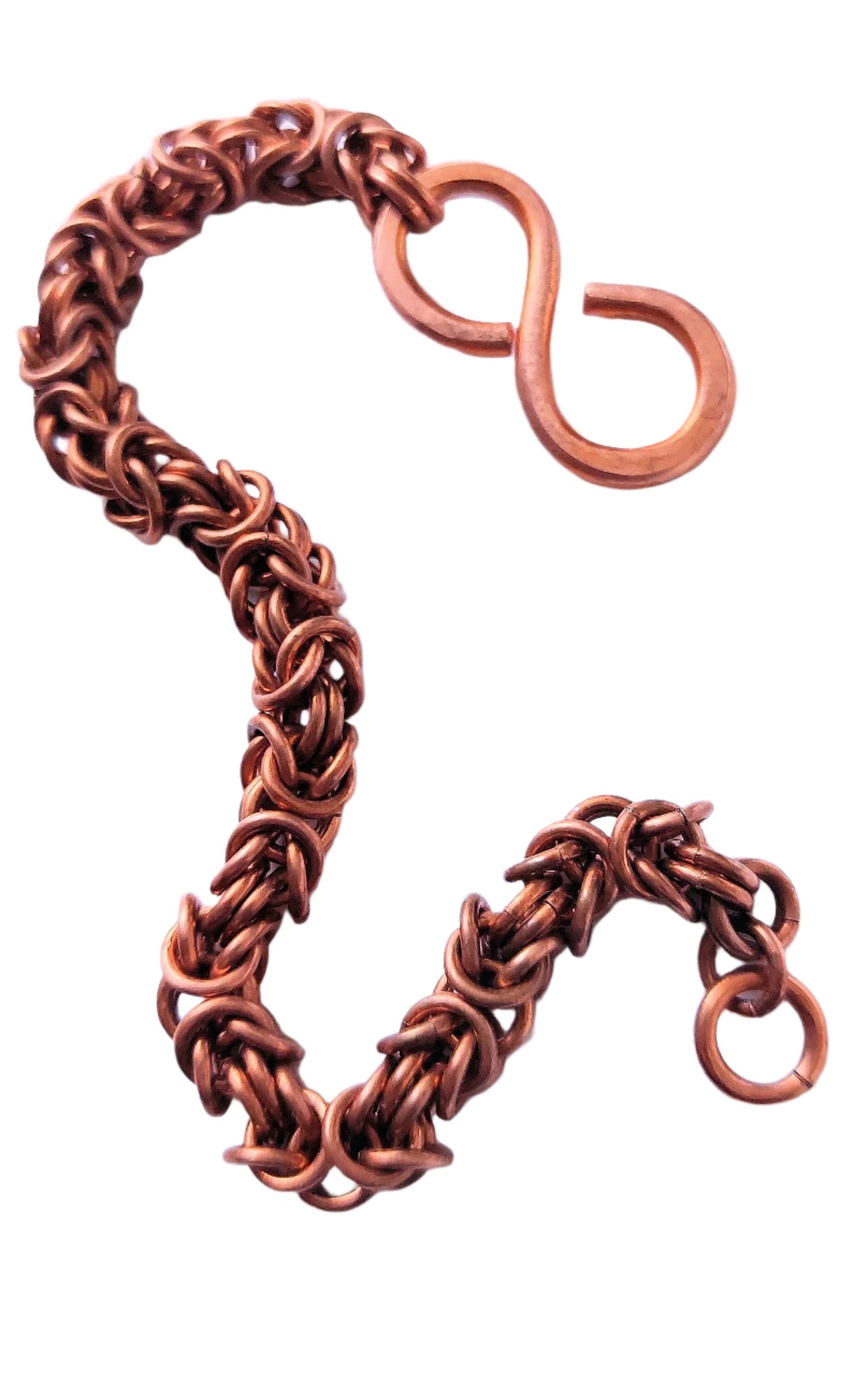 Copper Byzantine Chain Maille Bracelet with Infinity Hook Clasp