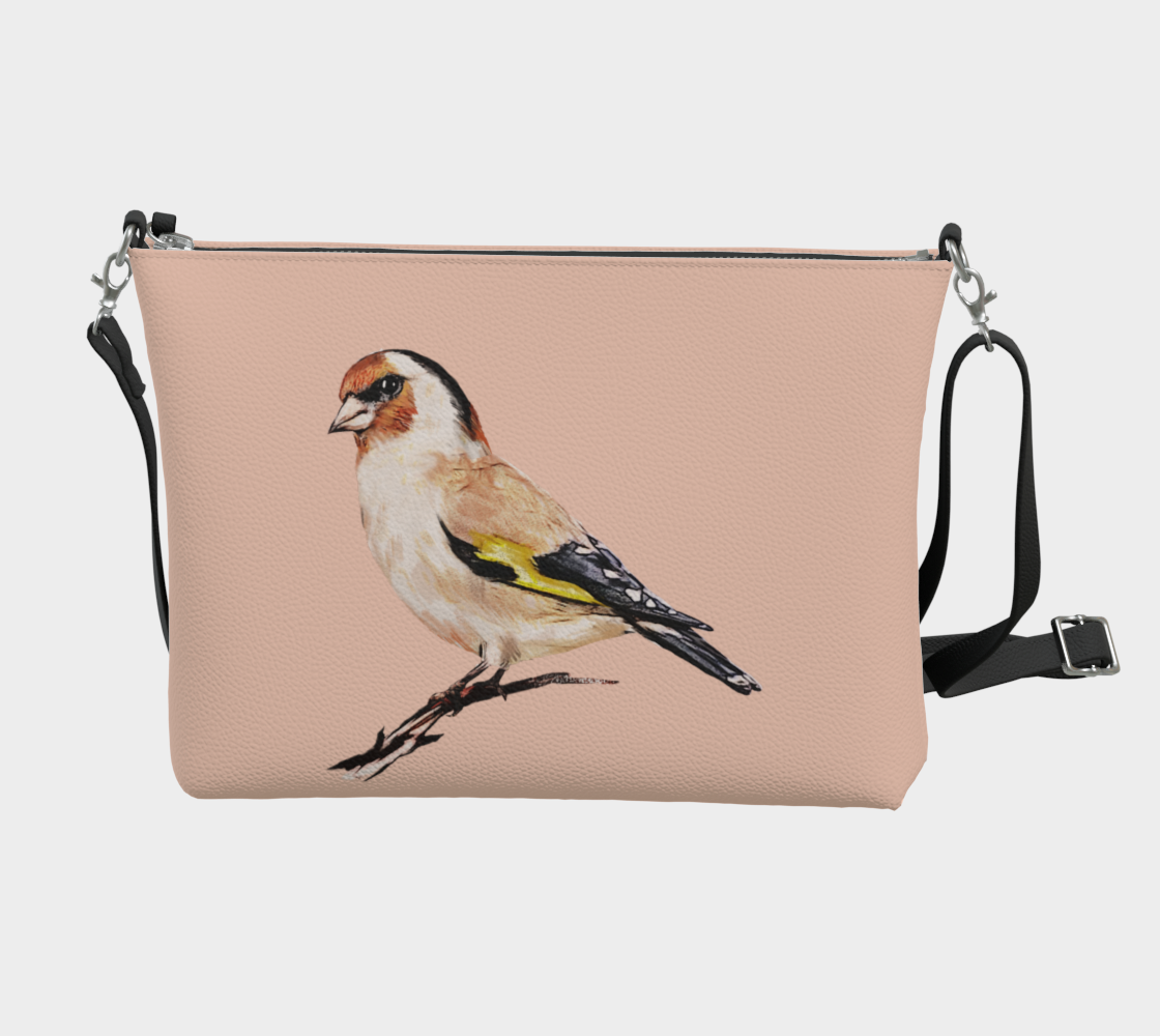 Finch on Antique Coral Vegan Leather Crossbody Purse