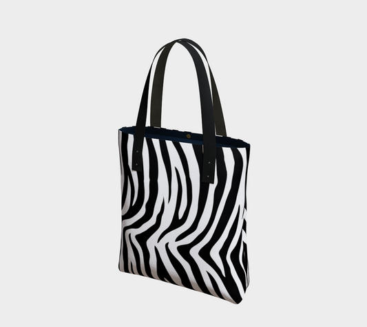 Go Wild Black & White Zebra Print Tote Bag