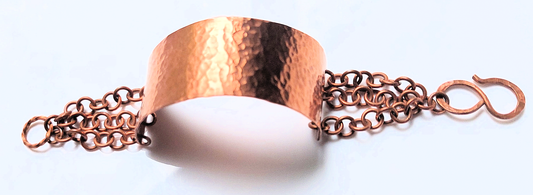 Hammered Copper Half-cuff and Chain Bracelet