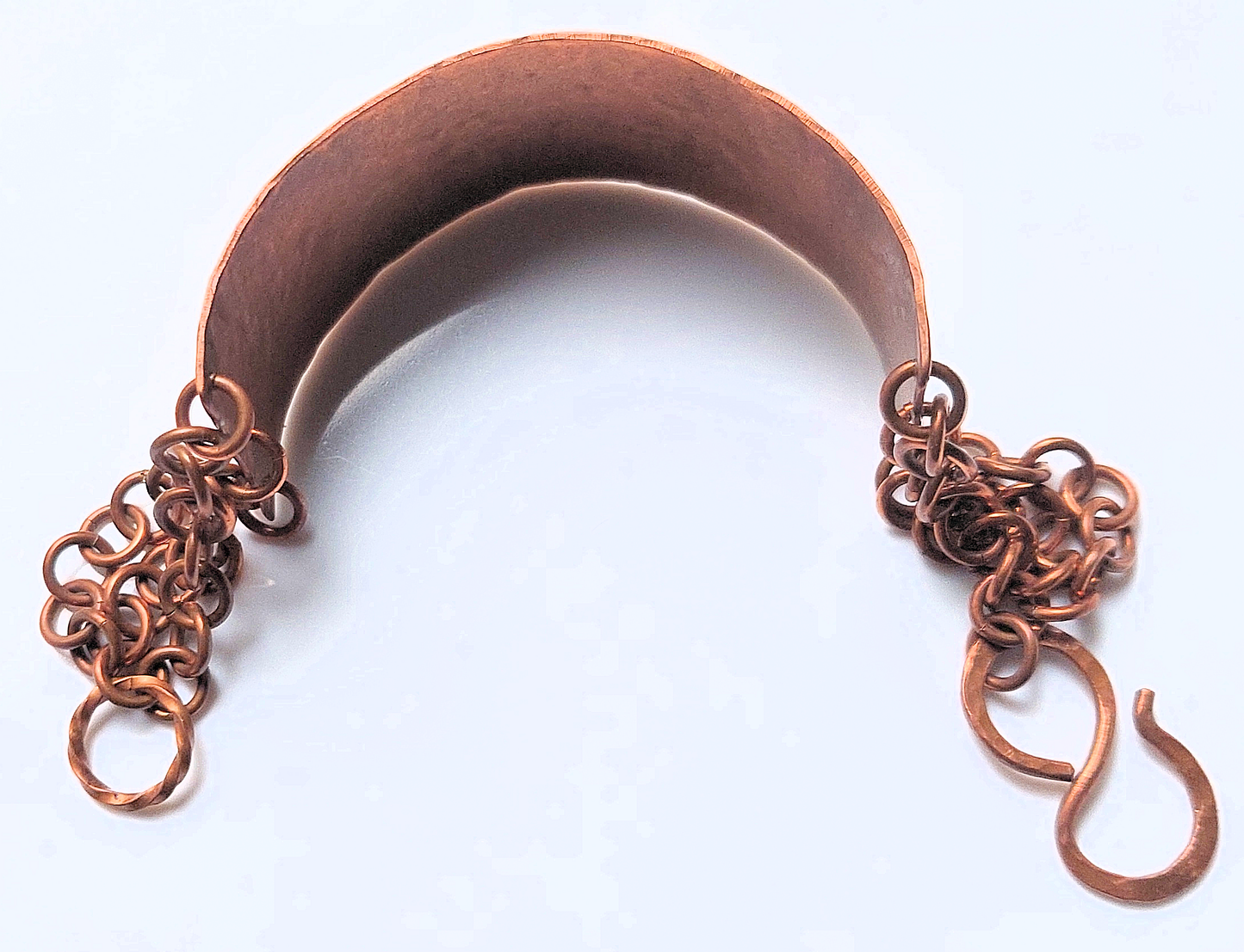 Hammered Copper Half-cuff and Chain Bracelet