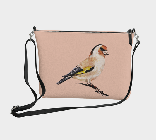 Finch on Antique Coral Vegan Leather Crossbody Purse