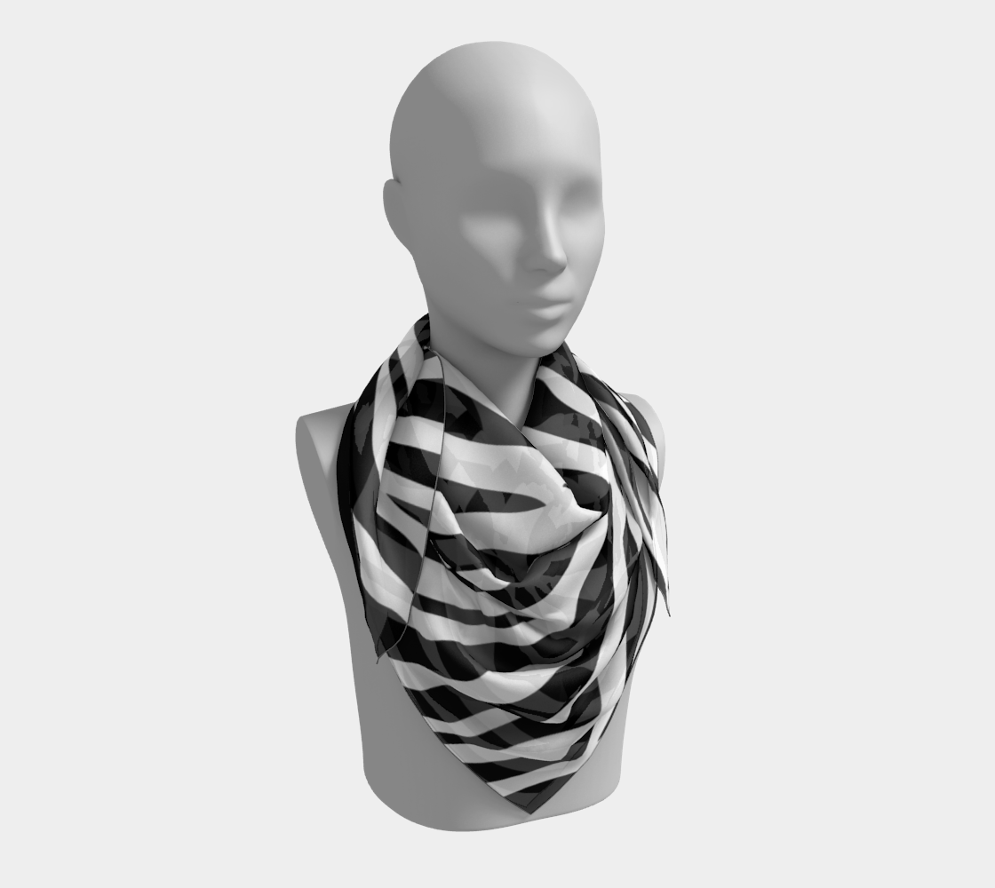 Black & White Zebra Print Faux Silk Scarf/Face Covering/Shawl