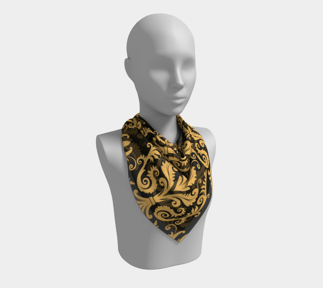 Gold & Black Lily Square Scarf