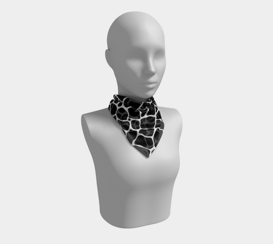 Go Wild Black & White Animal Print Faux Silk Scarf/Face Covering/Shawl