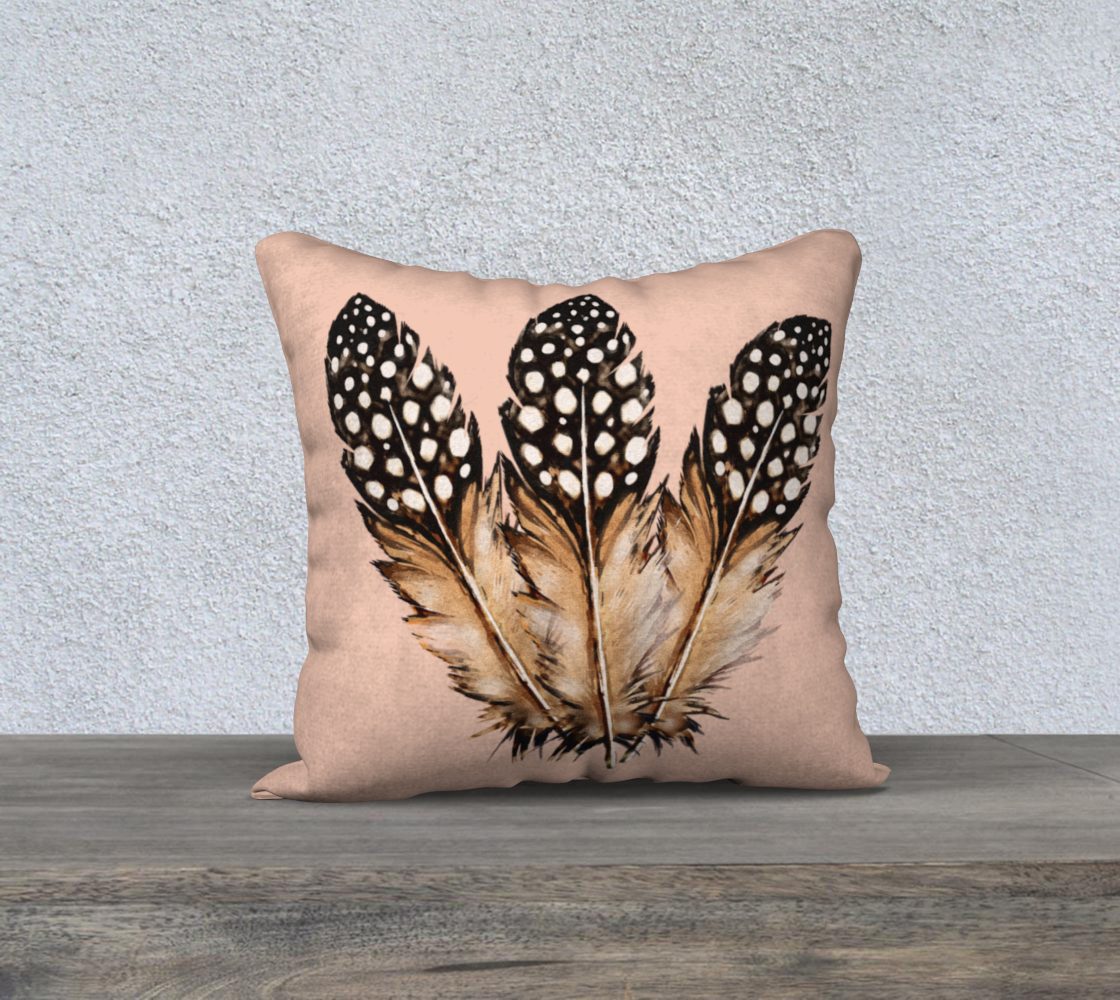 Three Spotted Feathers 18" x 18" Decorative Velveteen Pillow Cover