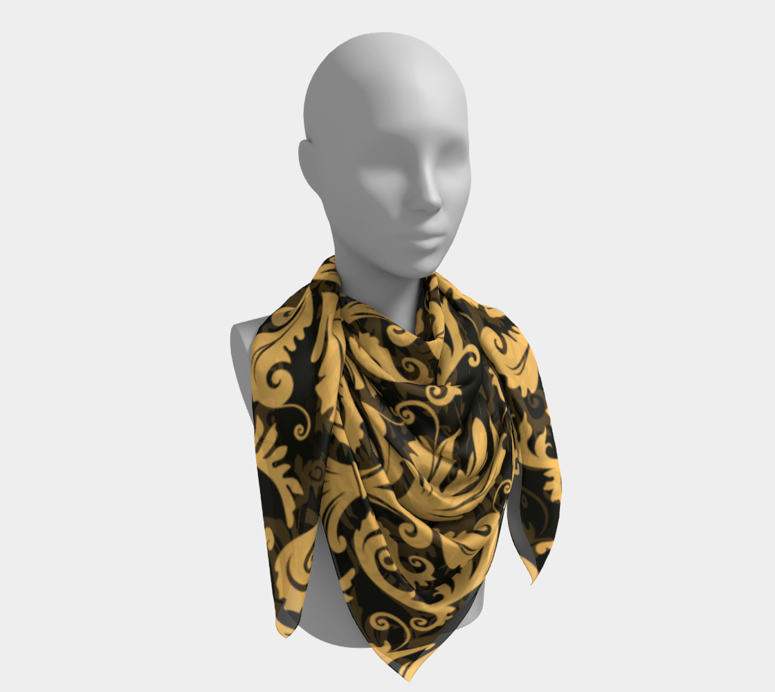 Gold & Black Lily Square Scarf