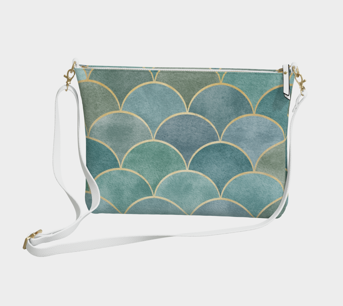 Blues & Greens Half-Spheres Vegan Leather Crossbody Purse