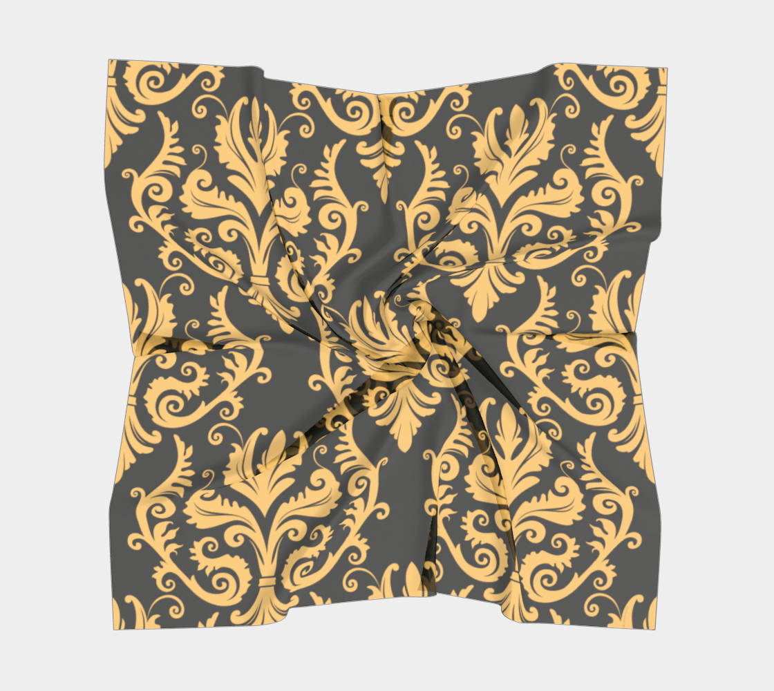 Gold & Black Lily Square Scarf