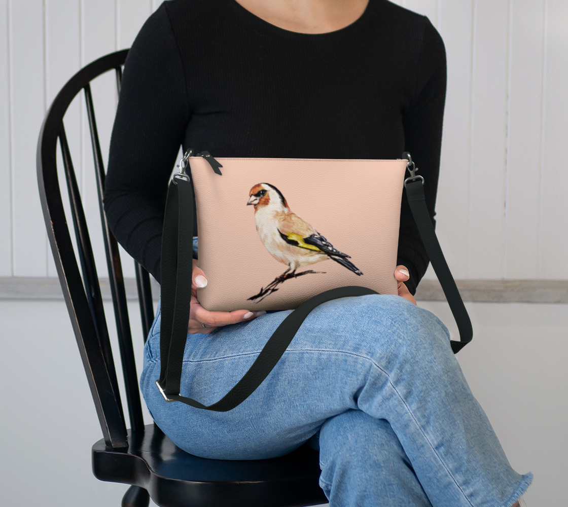 Finch on Antique Coral Vegan Leather Crossbody Purse