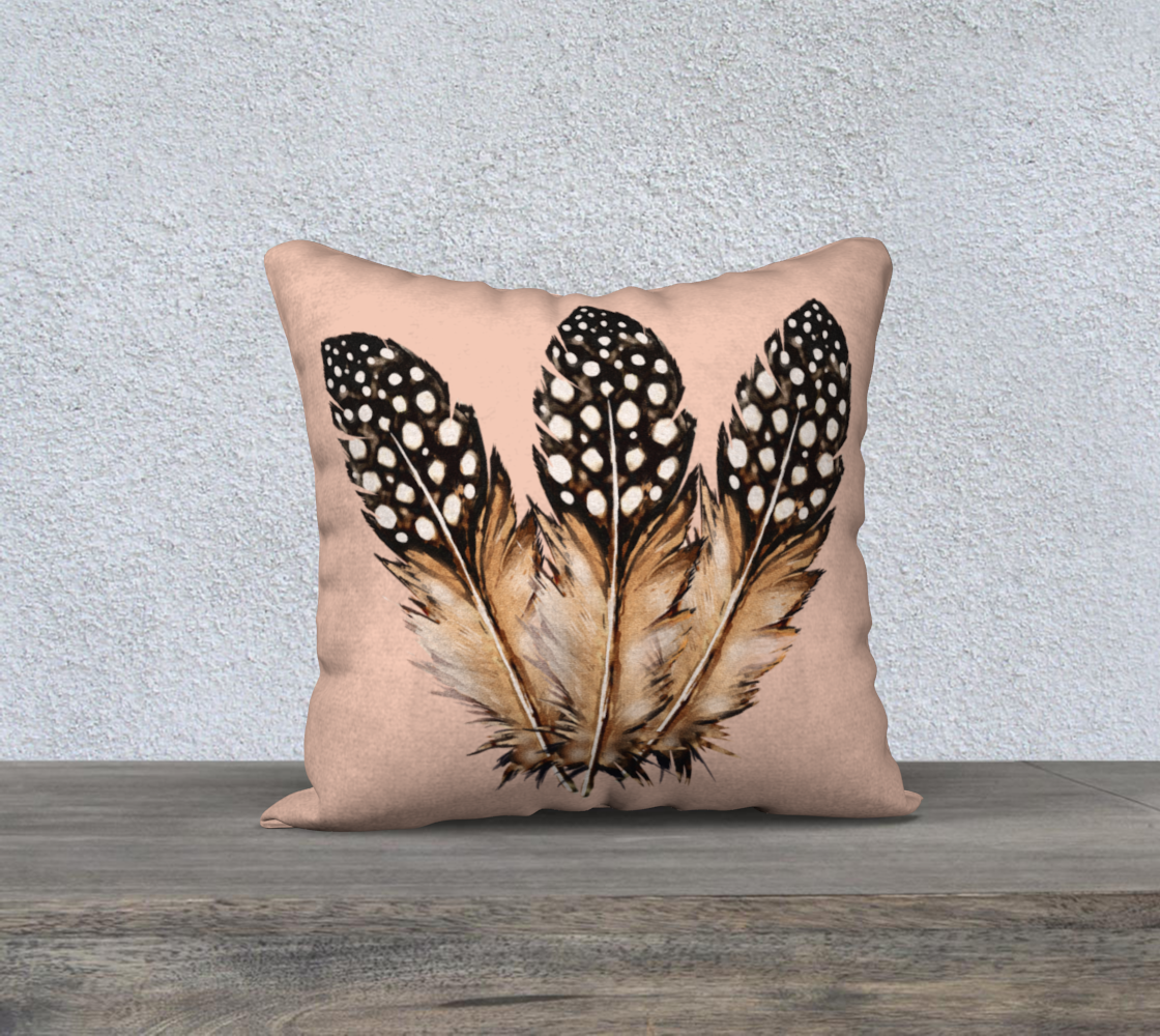 Three Spotted Feathers 18" x 18" Decorative Velveteen Pillow Cover