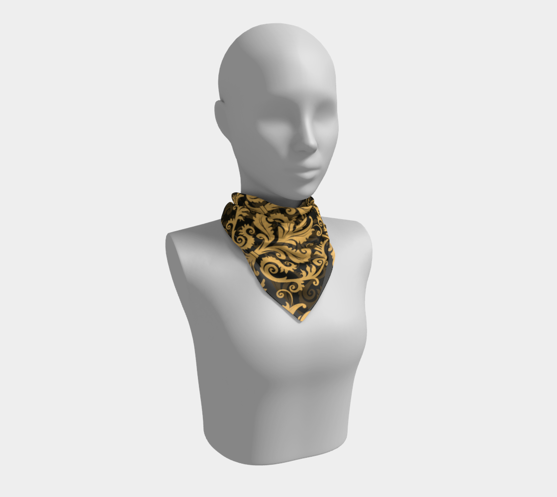 Gold & Black Lily Square Scarf