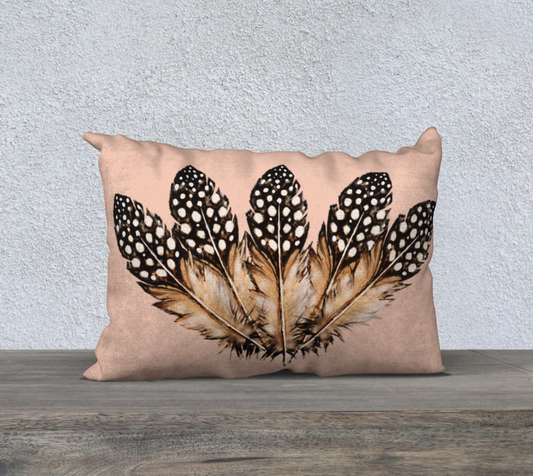 Five Spotted Feathers 20" x 14" Decorative Velveteen Pillow Cover
