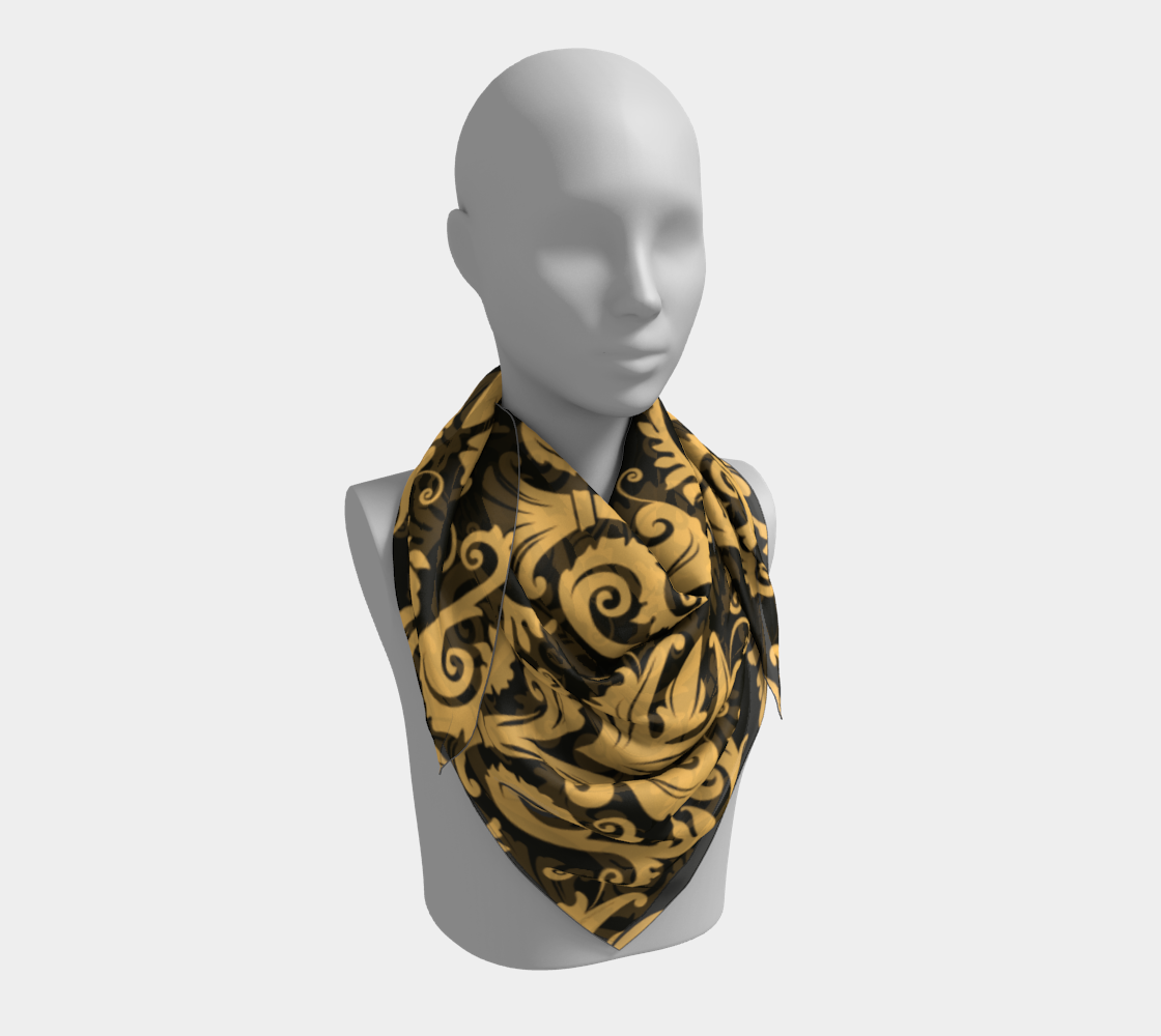 Gold & Black Lily Square Scarf