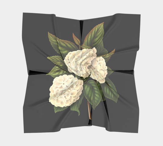 Cream Hydrangea Square Vegan Silk Scarf