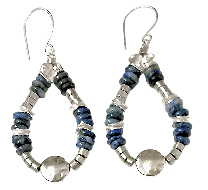 Denim Lapis Bracelet & Earrings Set