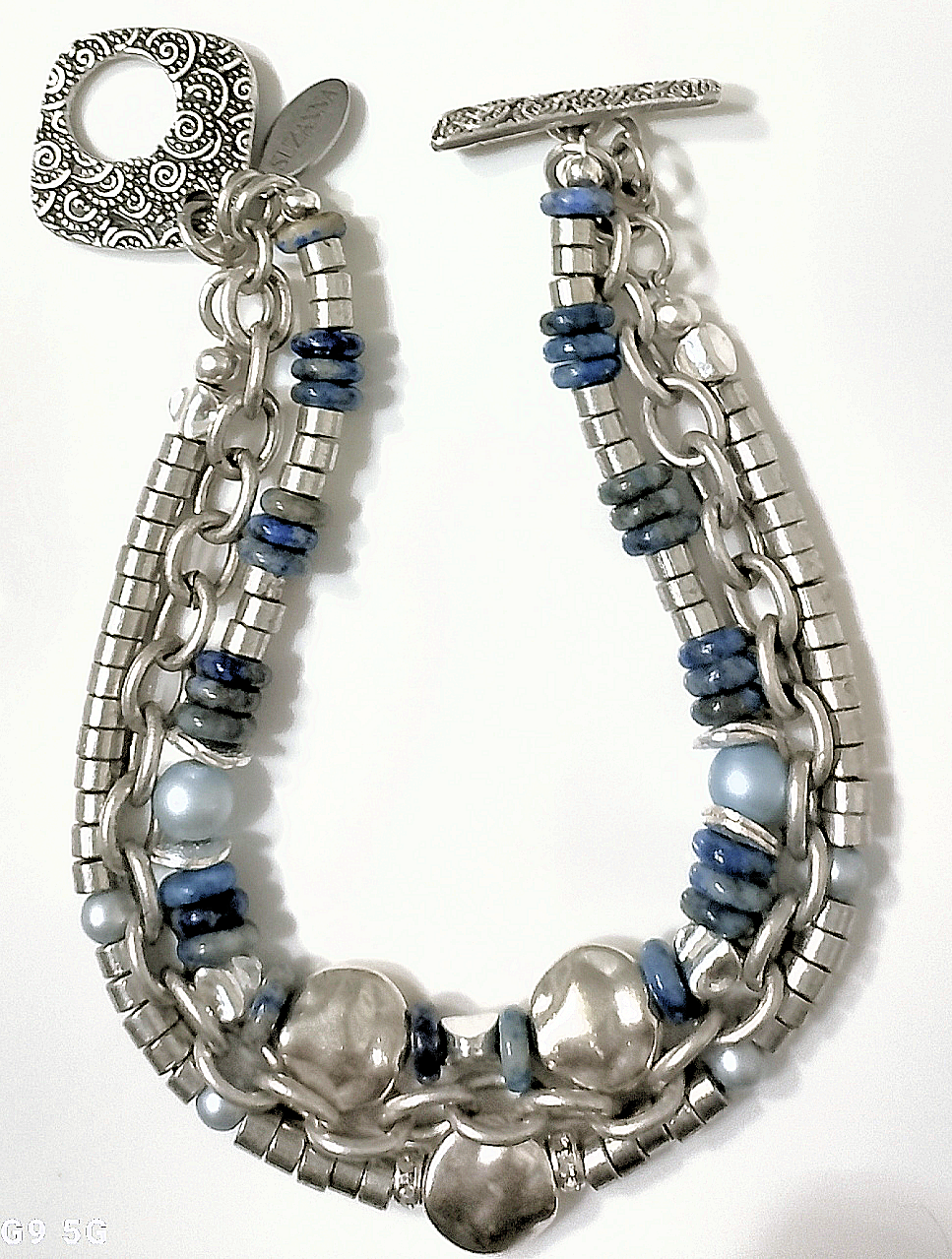 Denim Lapis Bracelet & Earrings Set
