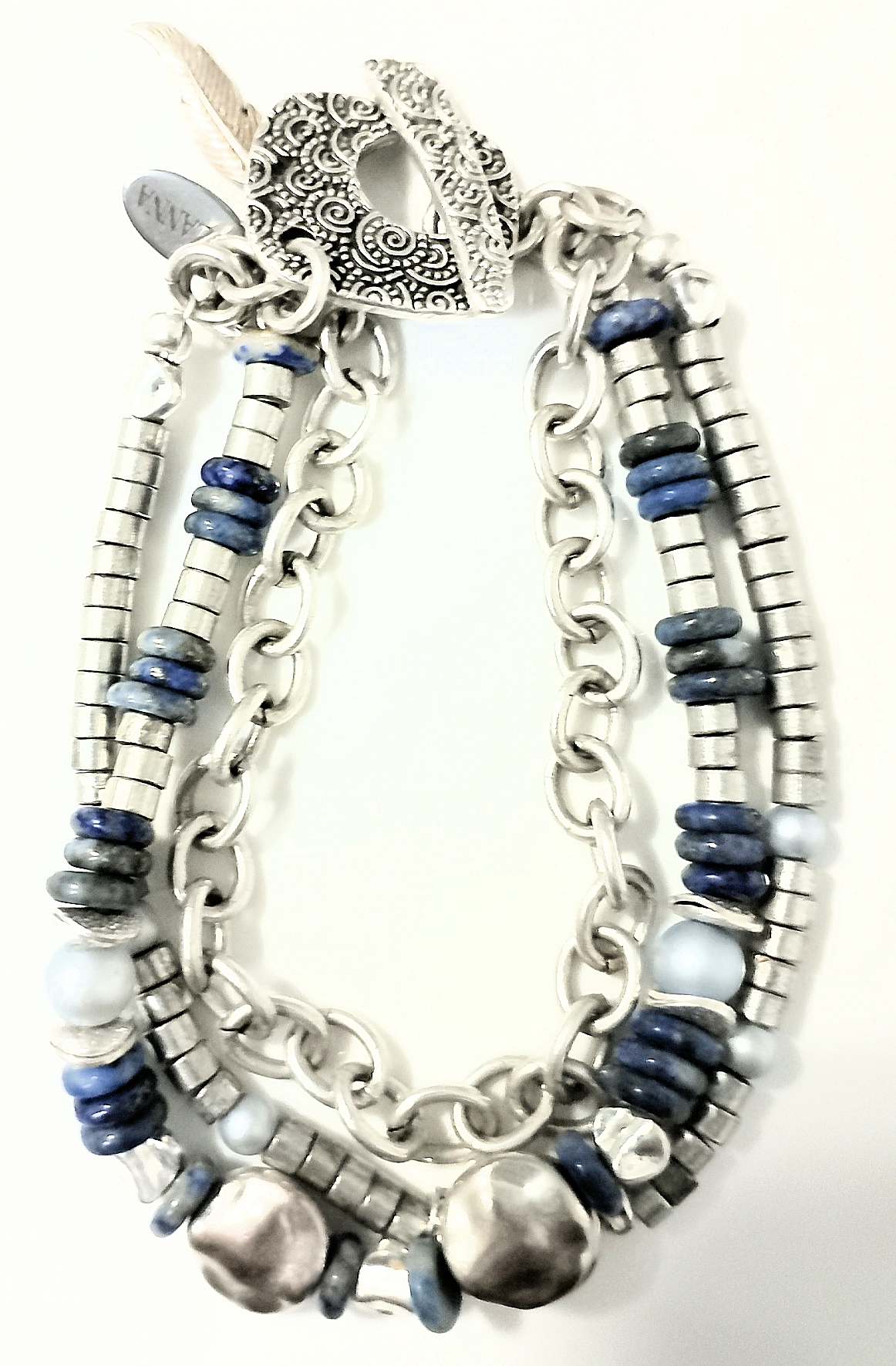 Denim Lapis Bracelet & Earrings Set