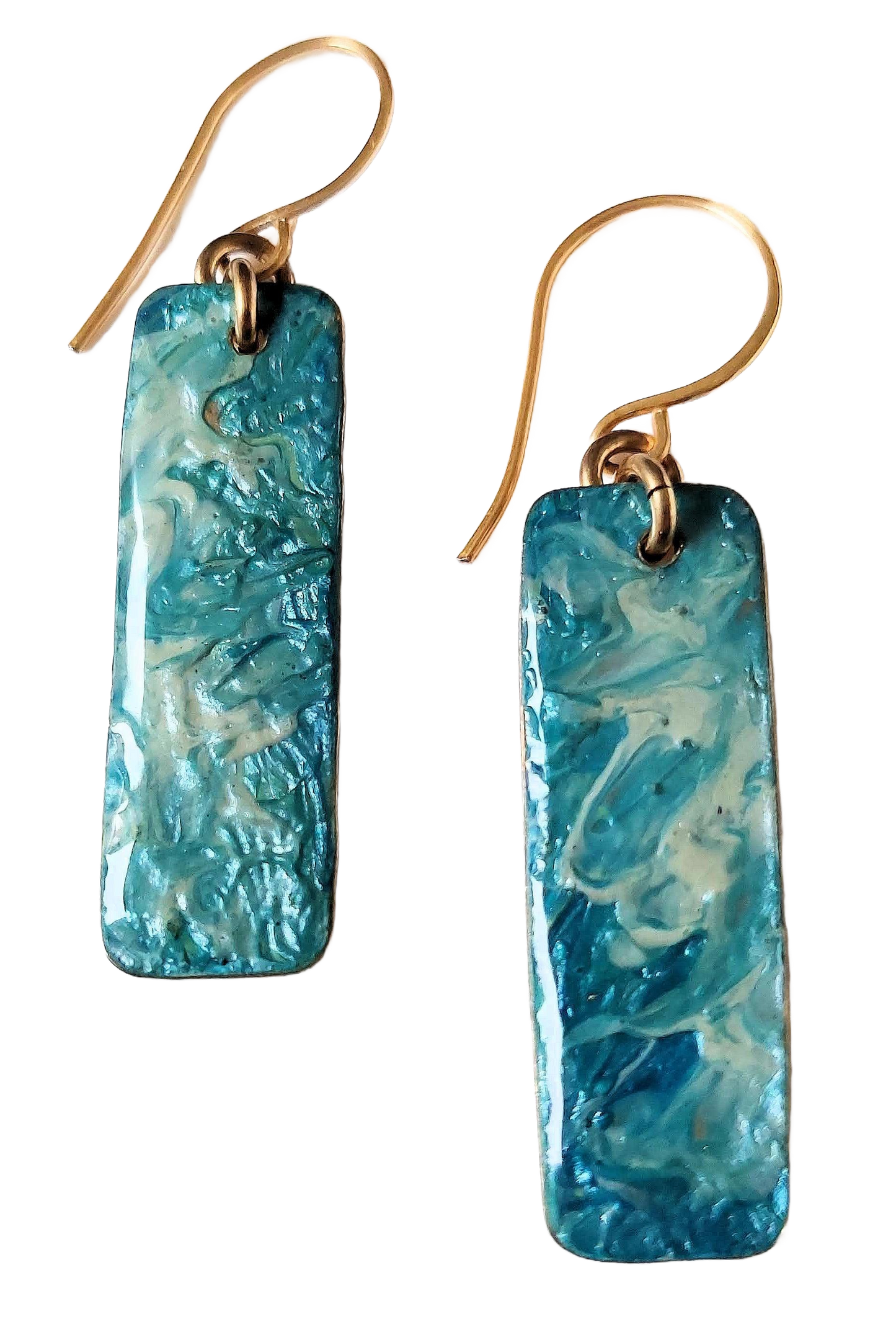 Handpainted Resin Bar Earrings OOAK