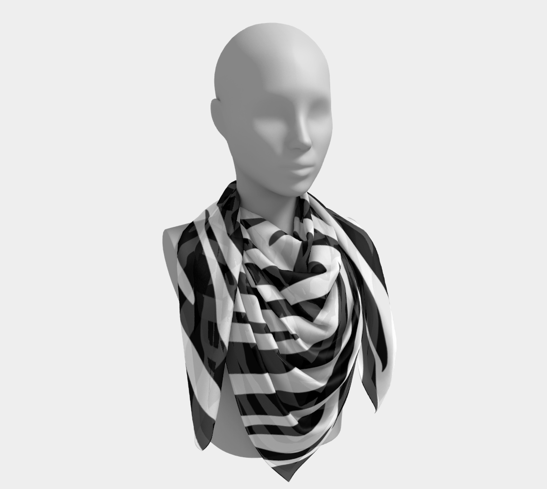 Black & White Zebra Print Faux Silk Scarf/Face Covering/Shawl