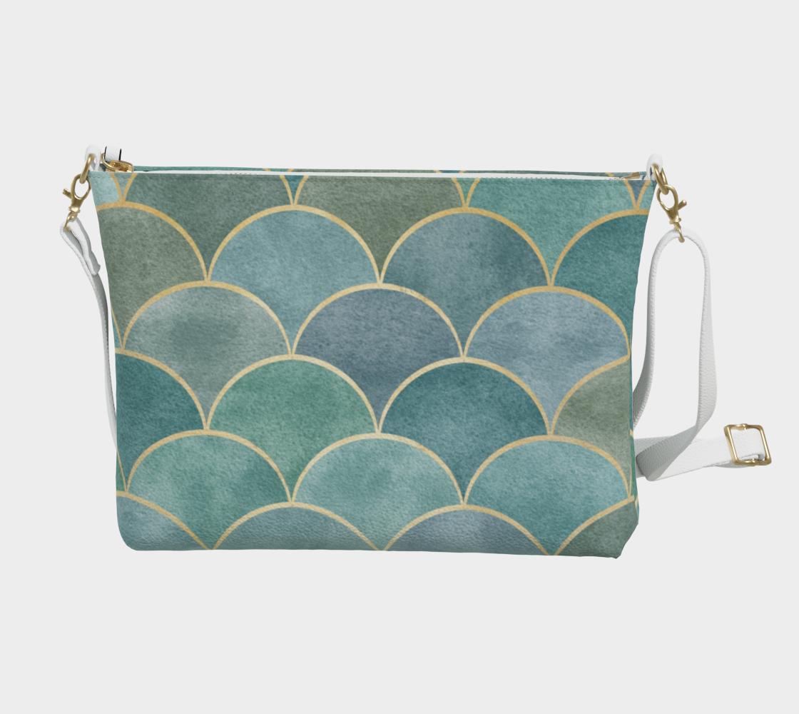 Blues & Greens Half-Spheres Vegan Leather Crossbody Purse