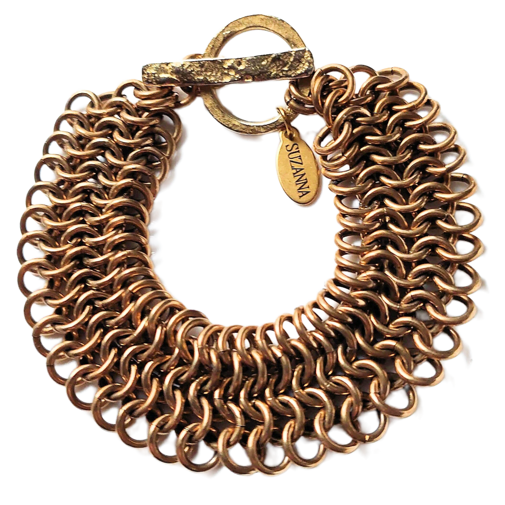 Brass European 4 in 1 Chain Maille Cuff Bracelet