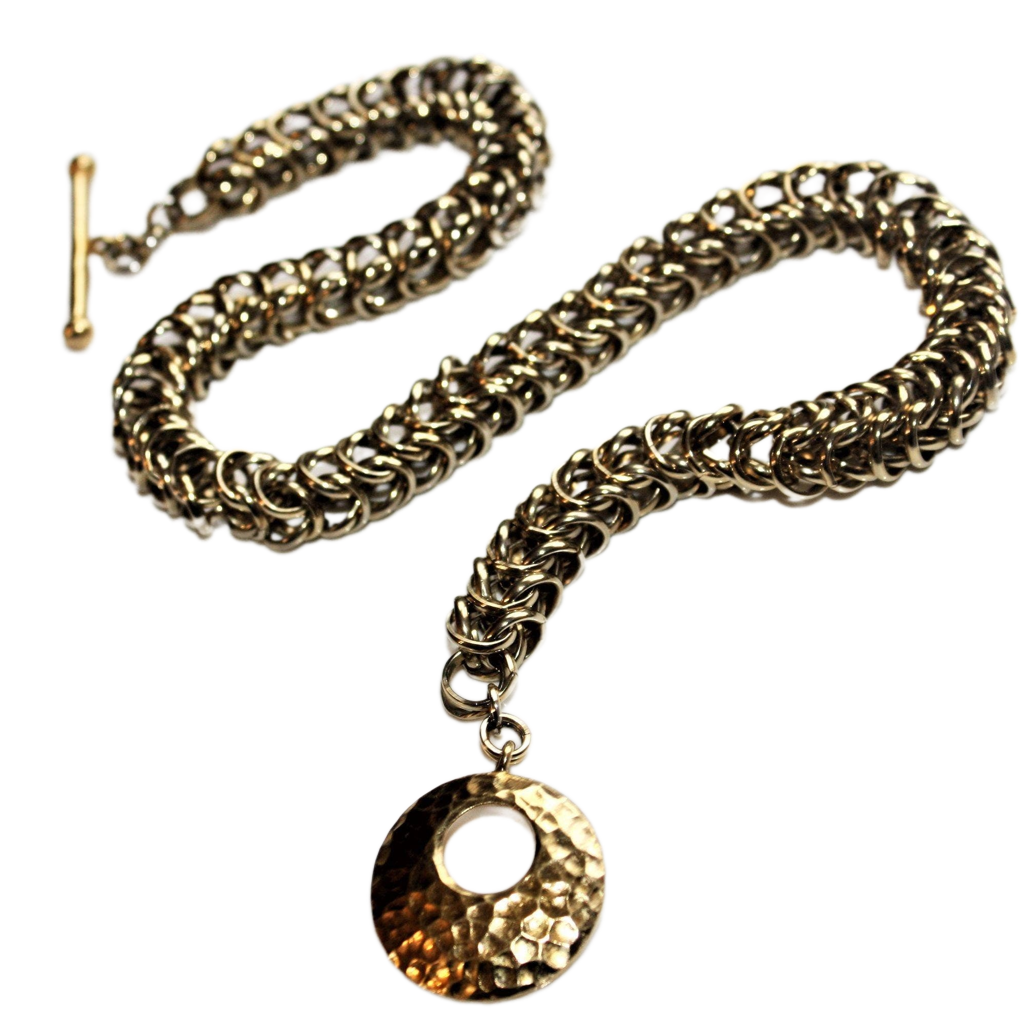 Gold-Plated Inca Puno Chain Maille Necklace O0AK