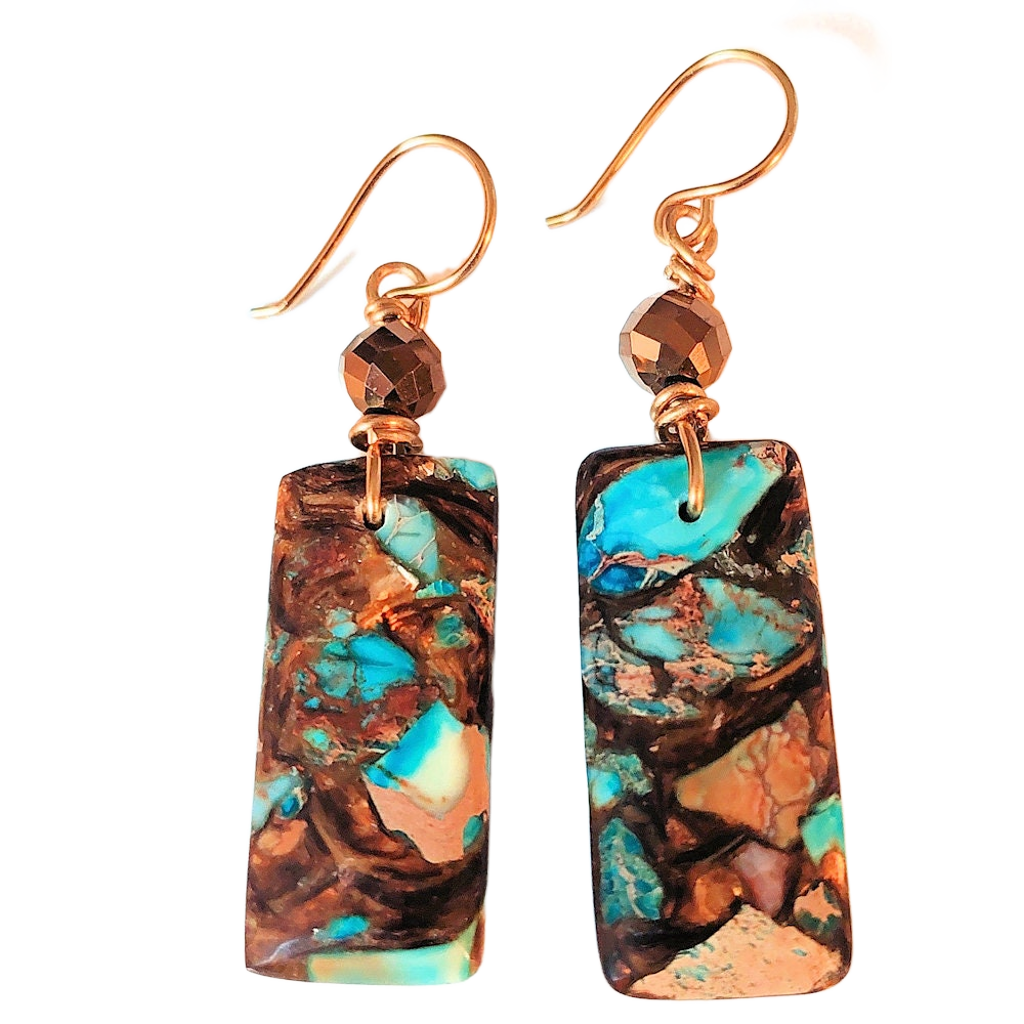 Blue Impression Jasper & Bronzite Earrings