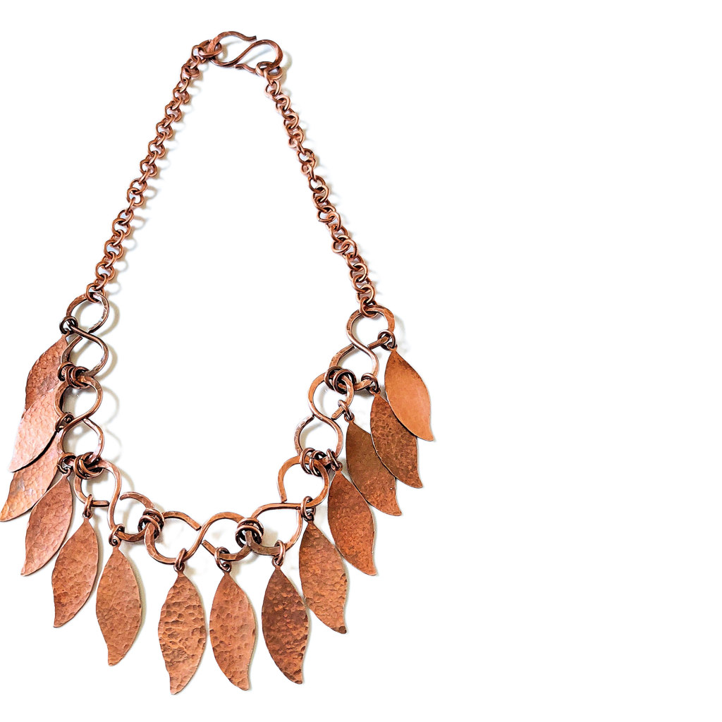 Copper Leaves Infinity Chain Necklace OOAK