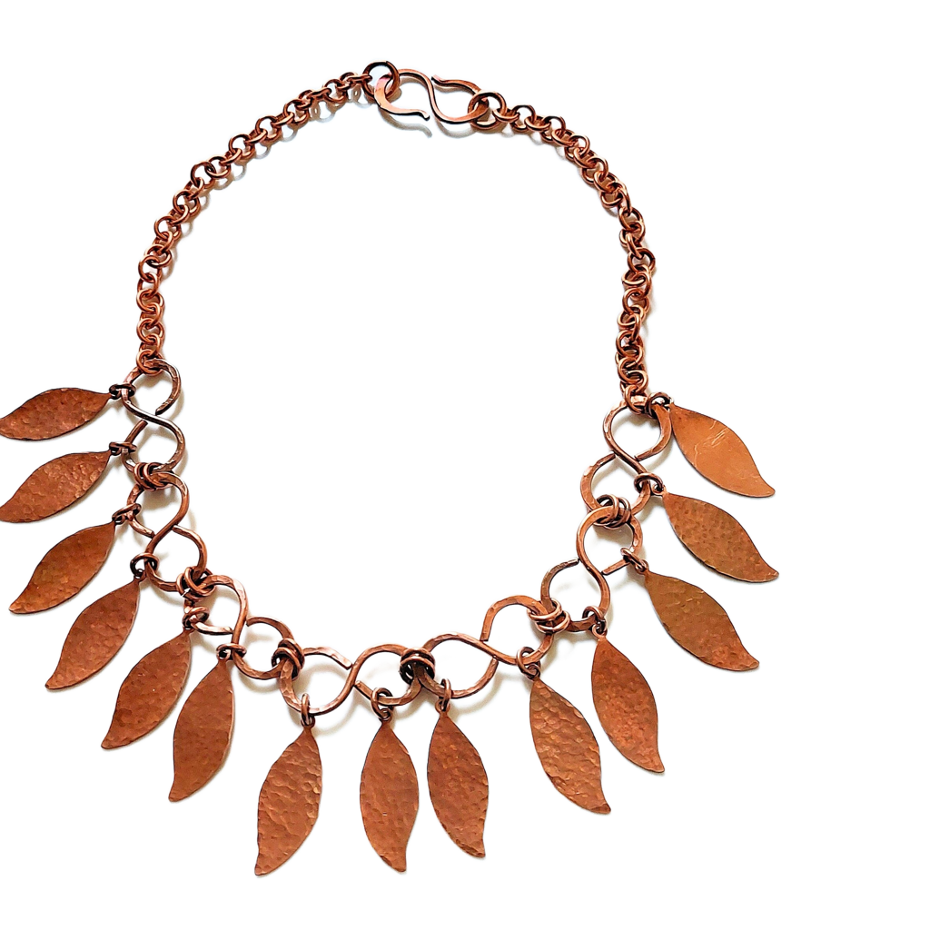 Copper Leaves Infinity Chain Necklace OOAK