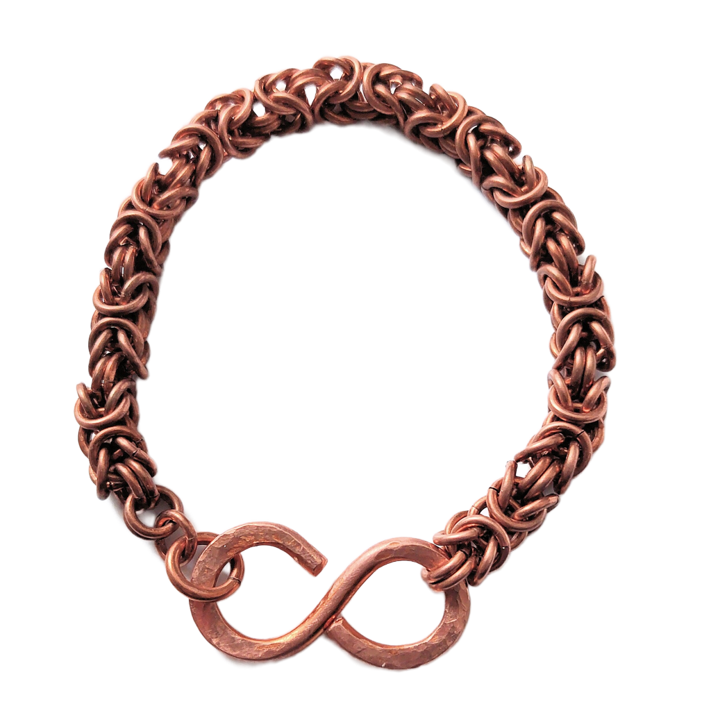 Copper Byzantine Chain Maille Bracelet with Infinity Hook Clasp