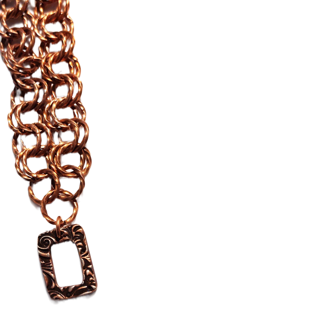 Twisted Copper Rings Double 2-2 Chain Bracelet