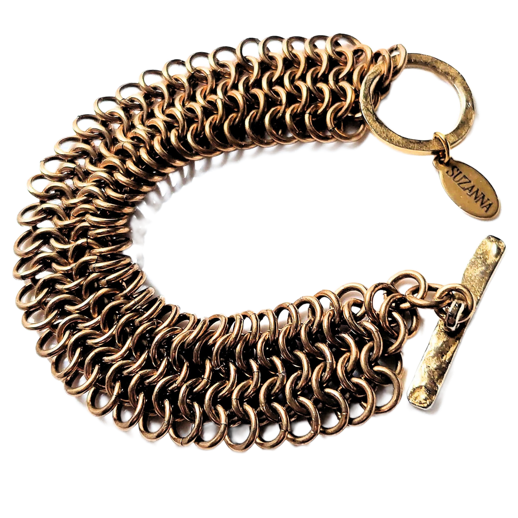 Brass European 4 in 1 Chain Maille Cuff Bracelet